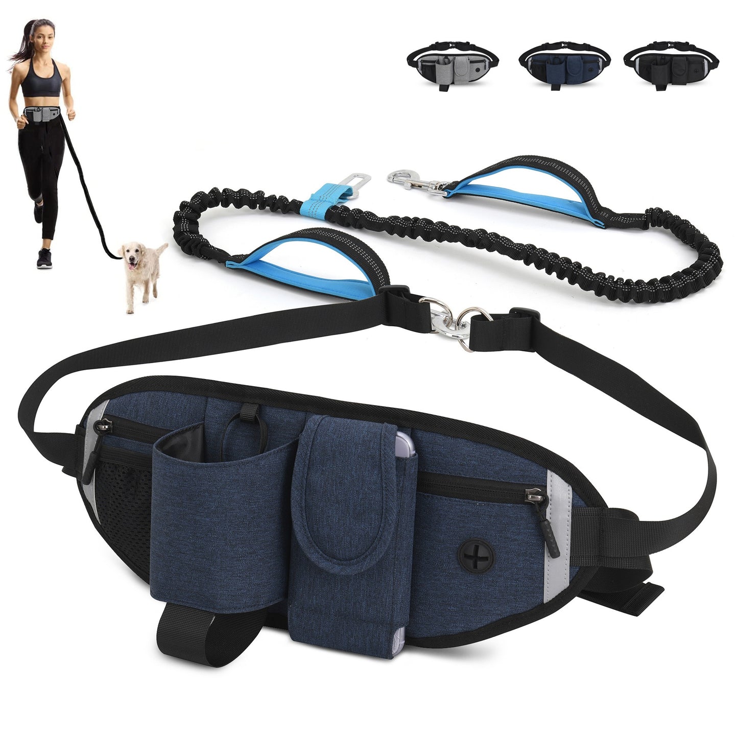 Breathable Waterproof Outdoor Sports waist bag - elastic dog walking lead