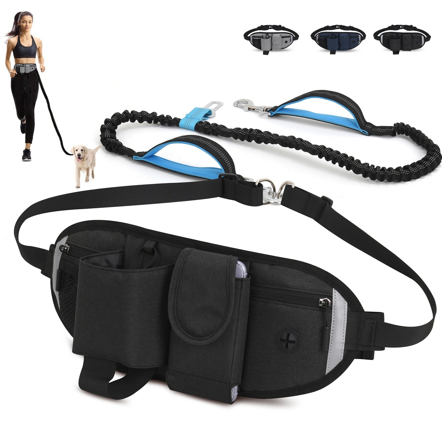 Breathable Waterproof Outdoor Sports waist bag - elastic dog walking lead