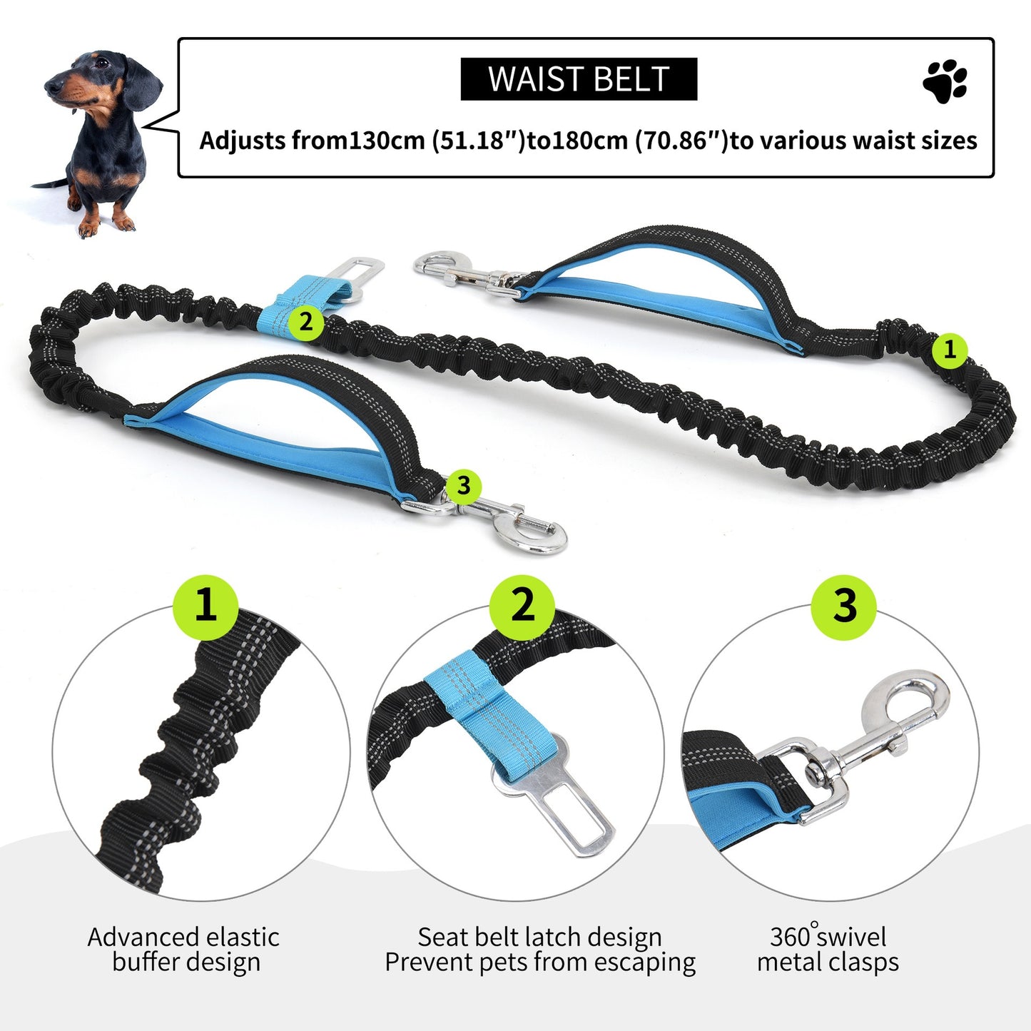 Breathable Waterproof Outdoor Sports waist bag - elastic dog walking lead