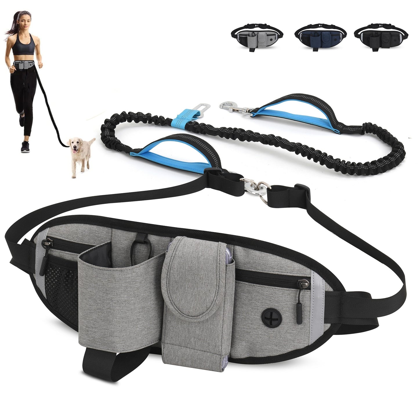 Breathable Waterproof Outdoor Sports waist bag - elastic dog walking lead