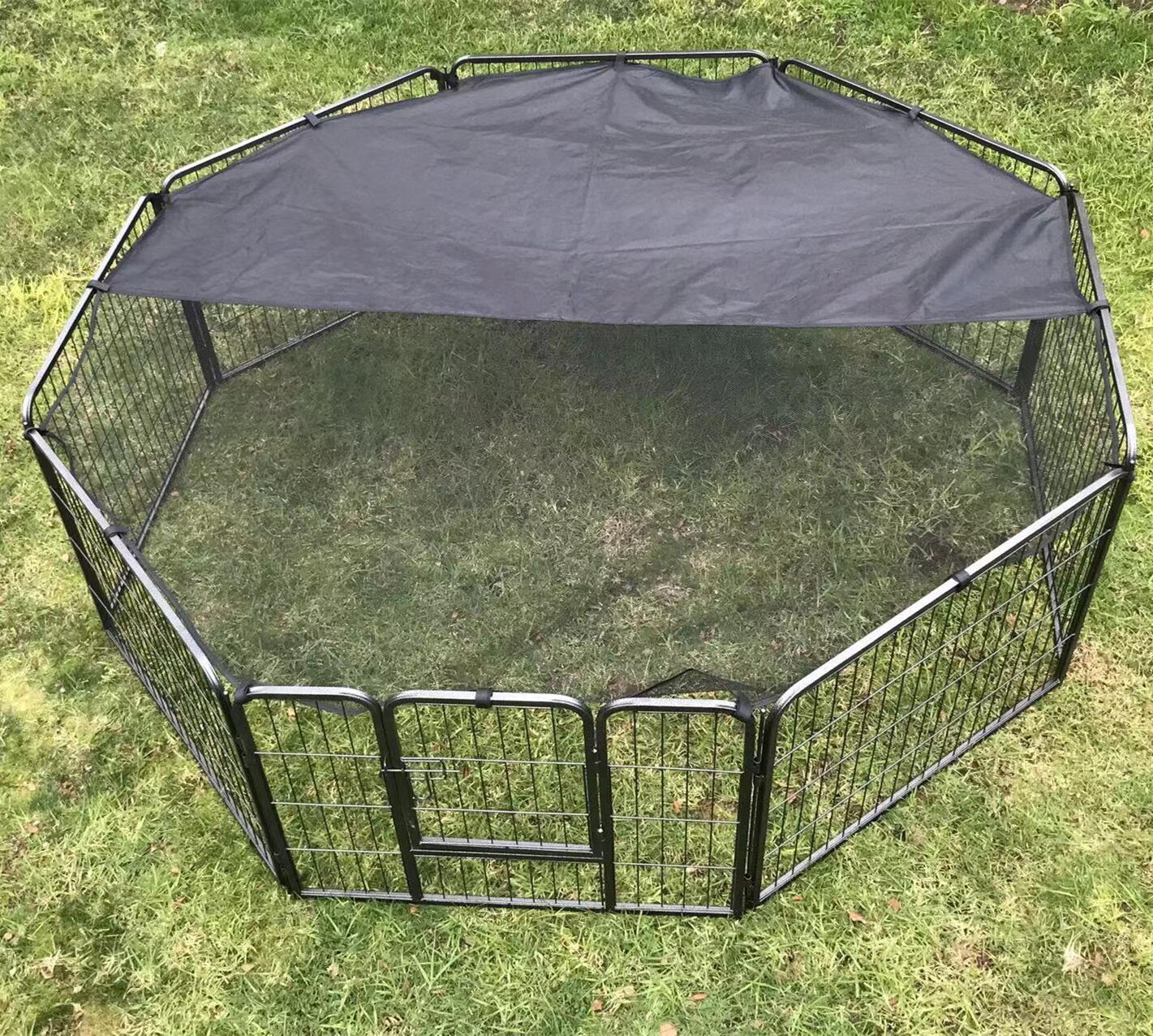 60 cm High 8-Panel Heavy Duty Metal Playpen with Cover - Secure Pet Exercise Cage & Barrier Fence