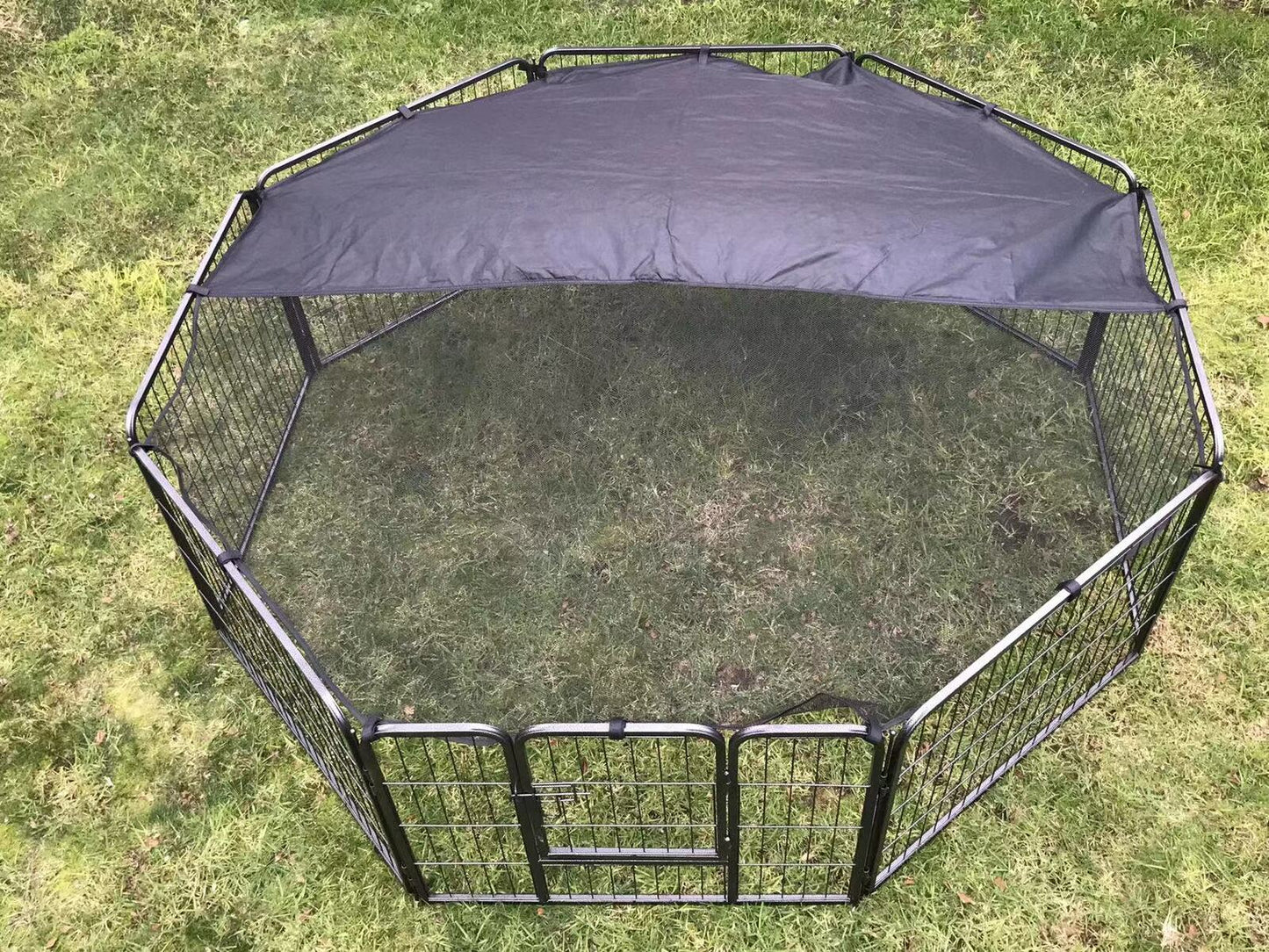 60 cm High 8-Panel Heavy Duty Metal Playpen with Cover - Secure Pet Exercise Cage & Barrier Fence